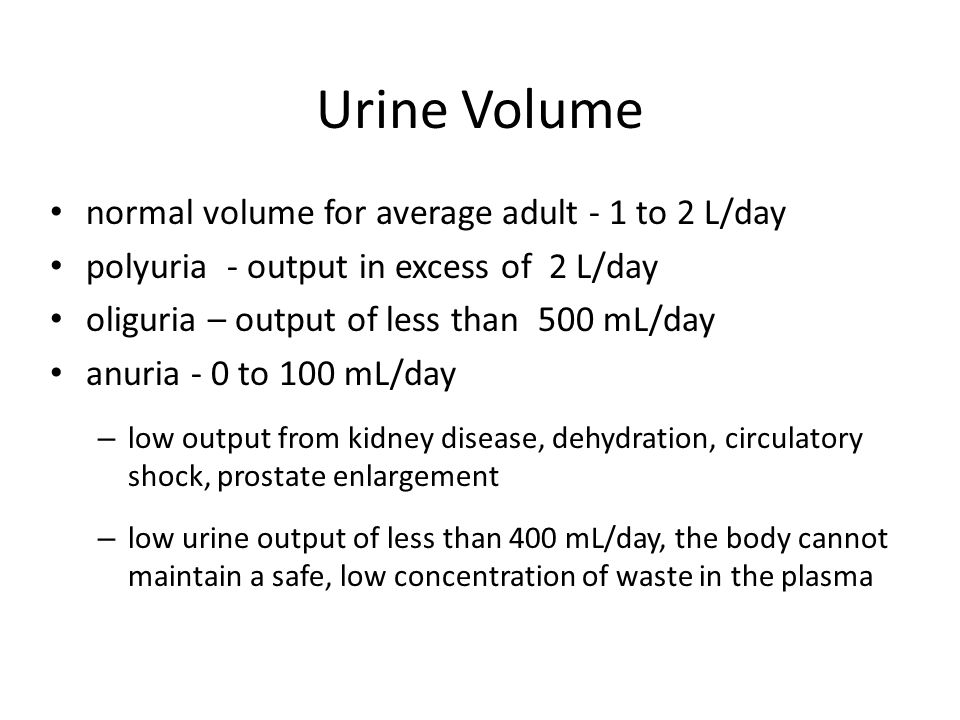 of normal adult ml urine for